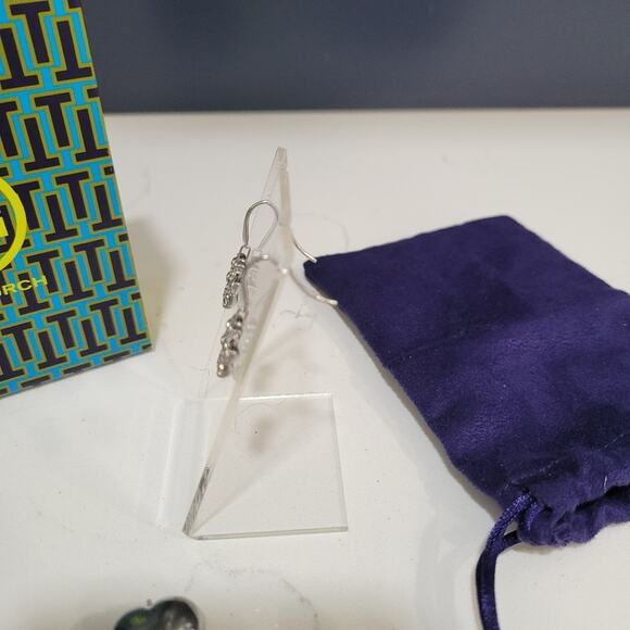 Tory Burch Heart Locket Earrings In Antique Pewter - Picture 10 of 15